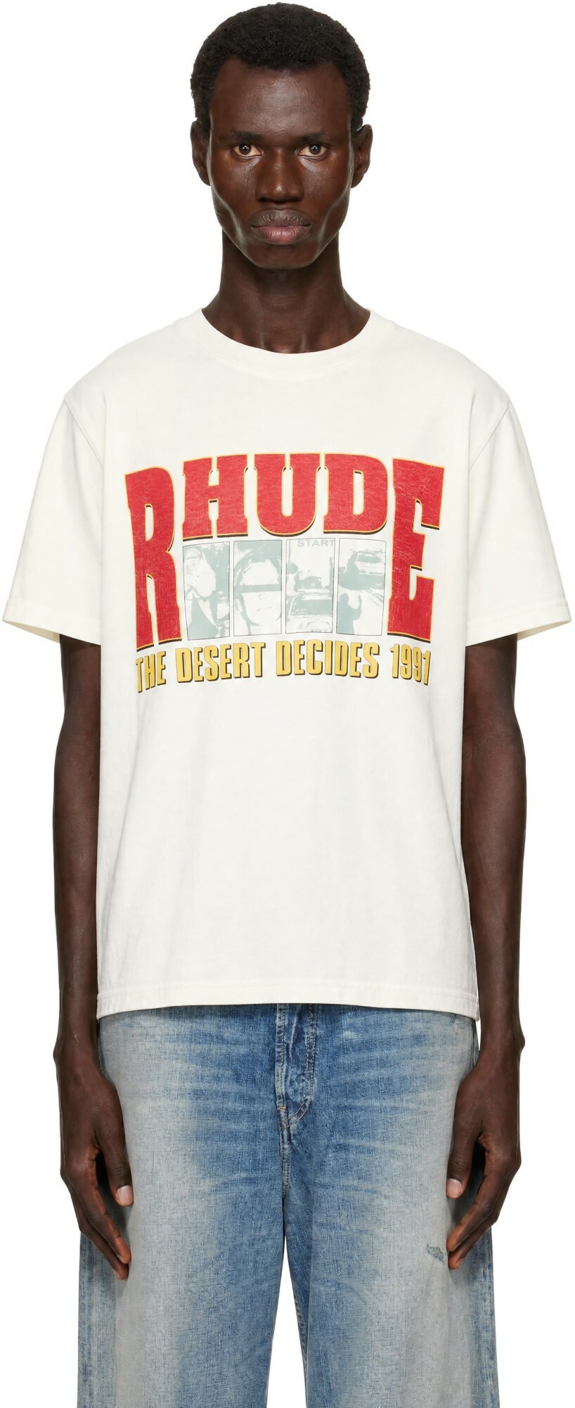 Rhude Off-White Side Logo T-Shirt Rhude