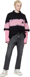 Acne Studios Black & Pink Tie-Dye Stripe Polo