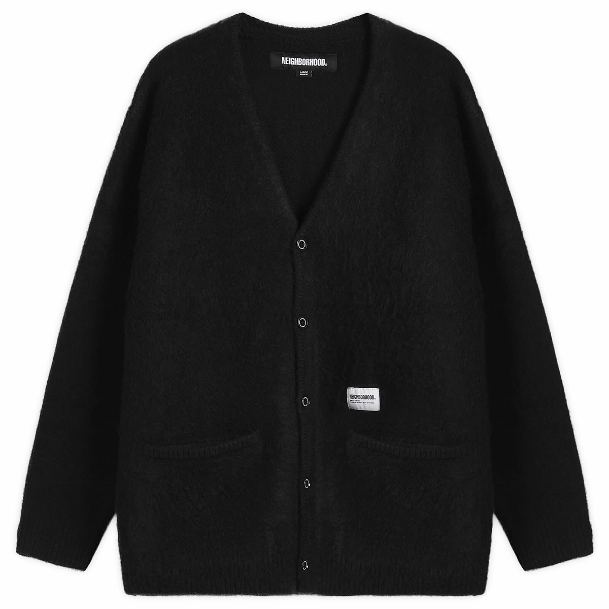 Neighborhood Men's Tiger Patterned Mohair Cardigan in Black