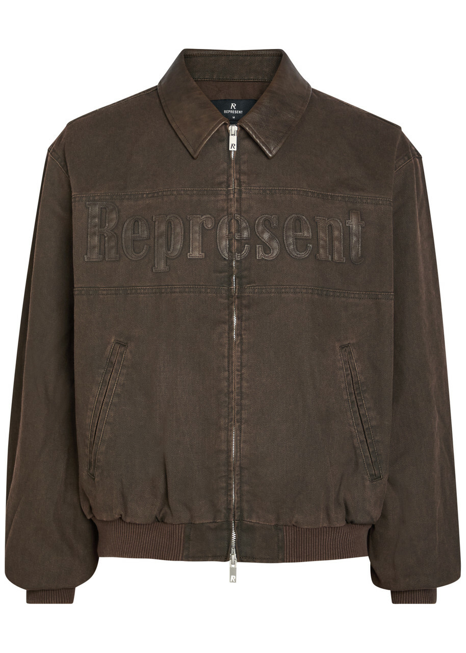 Represent Roscoe Logo-appliquéd Cotton-twill Bomber Jacket Brown