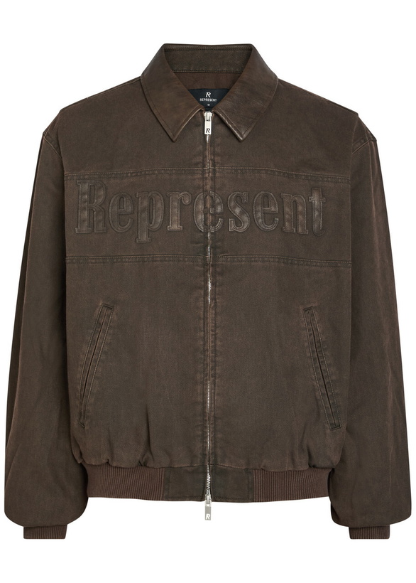 Photo: Represent Roscoe Logo-appliquéd Cotton-twill Bomber Jacket Brown