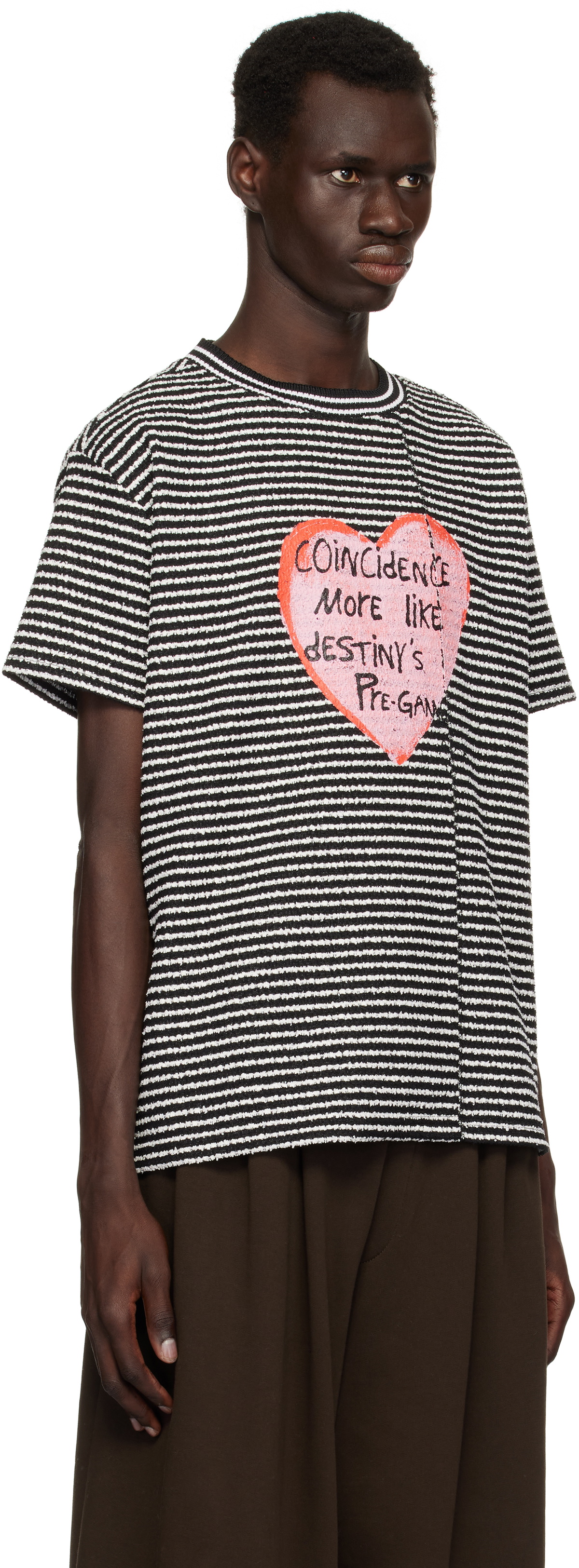 Andersson Bell Black & White Heart Message Stripe T-shirt