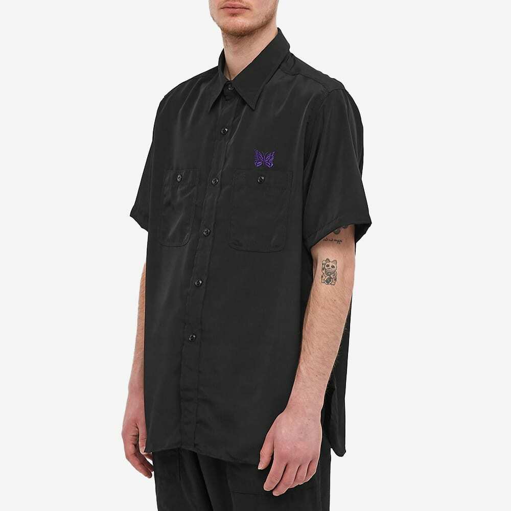 トップス Needles Logo Work Short Sleeve Shirt Needles Men's Short Sleeve Logo Work Shirt in Black Needles