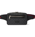 Gucci - Leather-Trimmed Monogrammed Coated-Canvas Belt Bag - Black