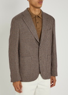 Officine Générale Houndstooth Wool-blend Blazer Brown