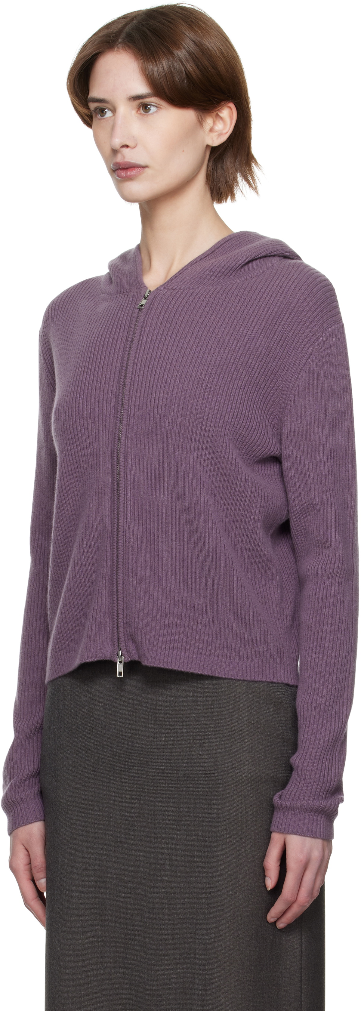 AARON ESH Purple Knitted Scarf & Hoodie Set
