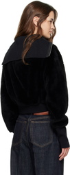 Victoria Beckham Black Zip Shearling Bomber Jacket