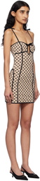 MISBHV Beige & Black Monogram Coquette Minidress