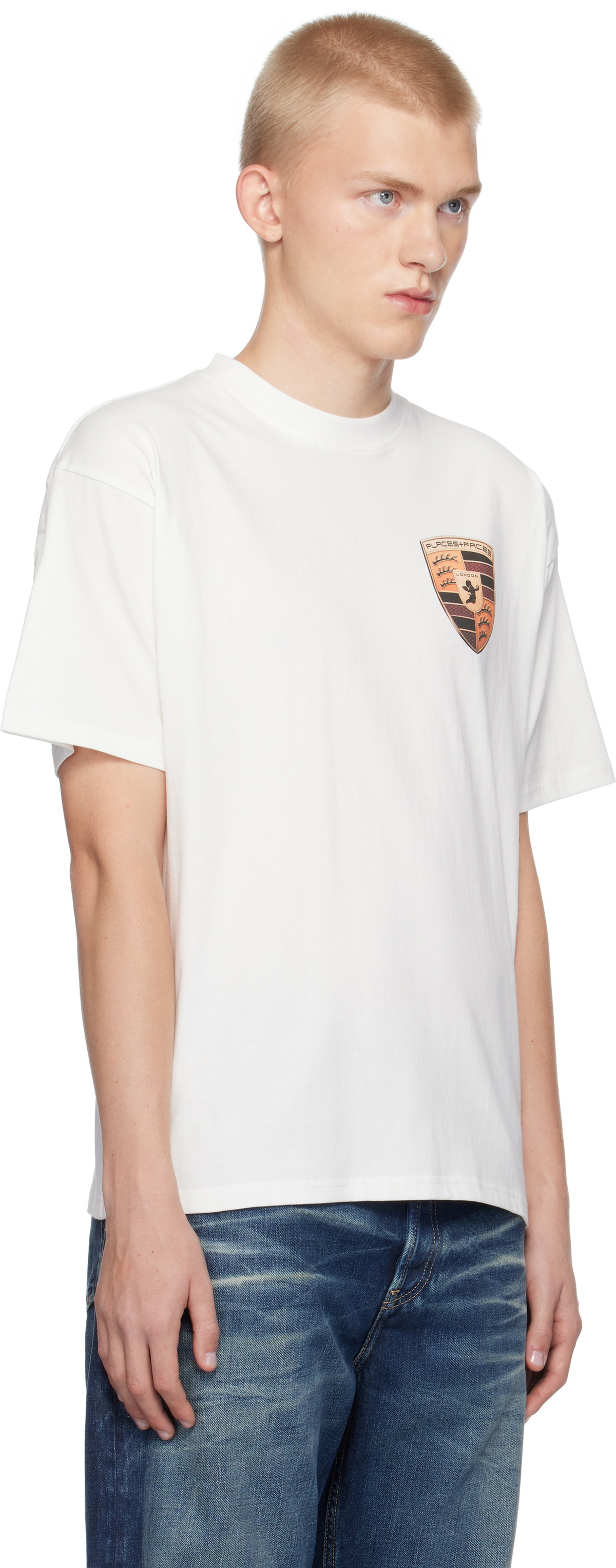 PLACES+FACES White 'P+F' Motors T-shirt