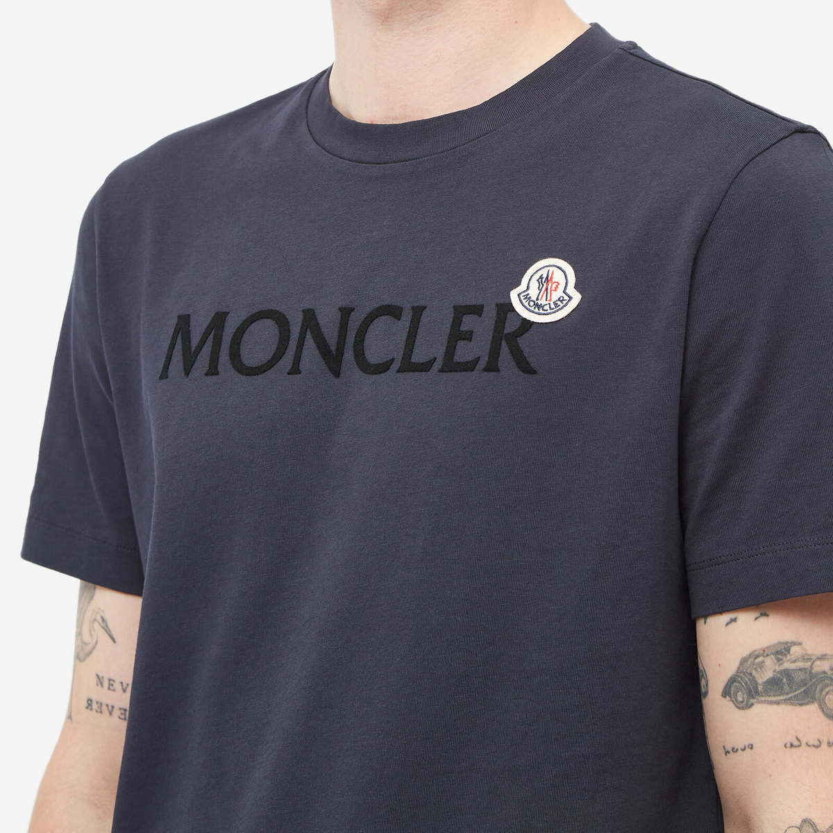 Moncler Men's Text Logo T-Shirt in Navy Moncler