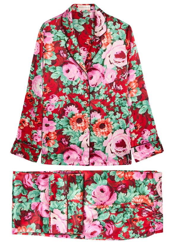 Photo: Olivia Von Halle Lila Floral-print Silk Pyjama set Red