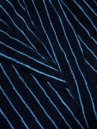 TEKLA - Striped Organic Cotton-Terry Robe - Blue