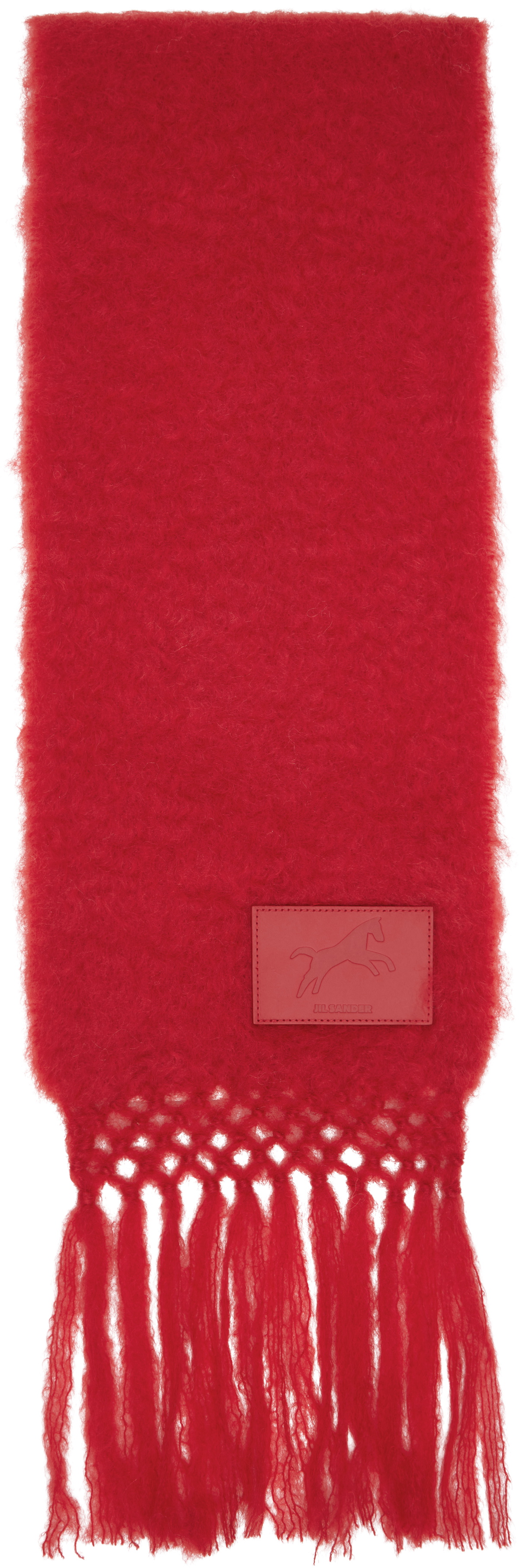 Jil Sander Red Wool Blend Scarf