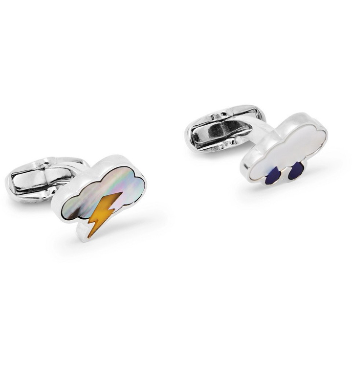 Photo: Paul Smith - Silver-Tone, Mother-Of-Pearl and Enamel Cufflinks - Silver