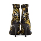 Versace Jeans Couture Black and Gold Baroque Sock Boots