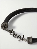 SAINT LAURENT - Textured-Leather and Silver-Tone Bracelet - Black