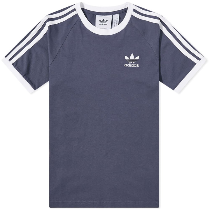 Photo: Adidas Men's 3 Stripe T-Shirt in Shadow Navy