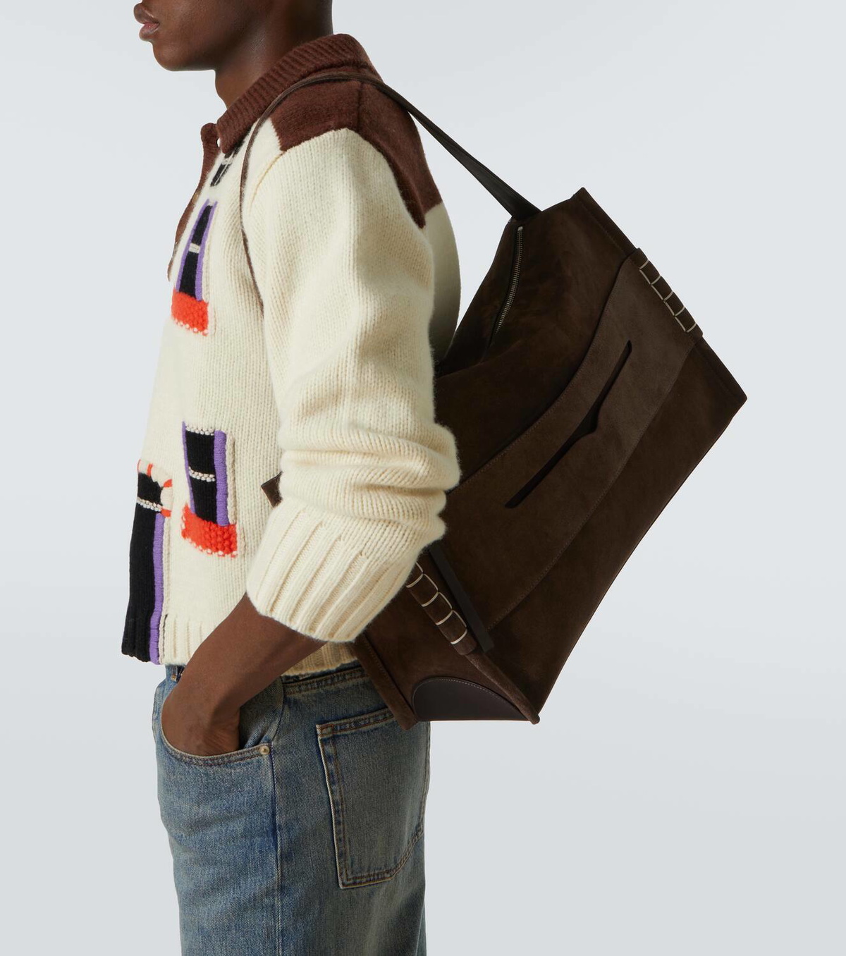 JW Anderson Loafer Large suede shoulder bag