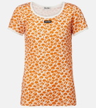 Miu Miu Lace-trimmed printed cotton T-shirt