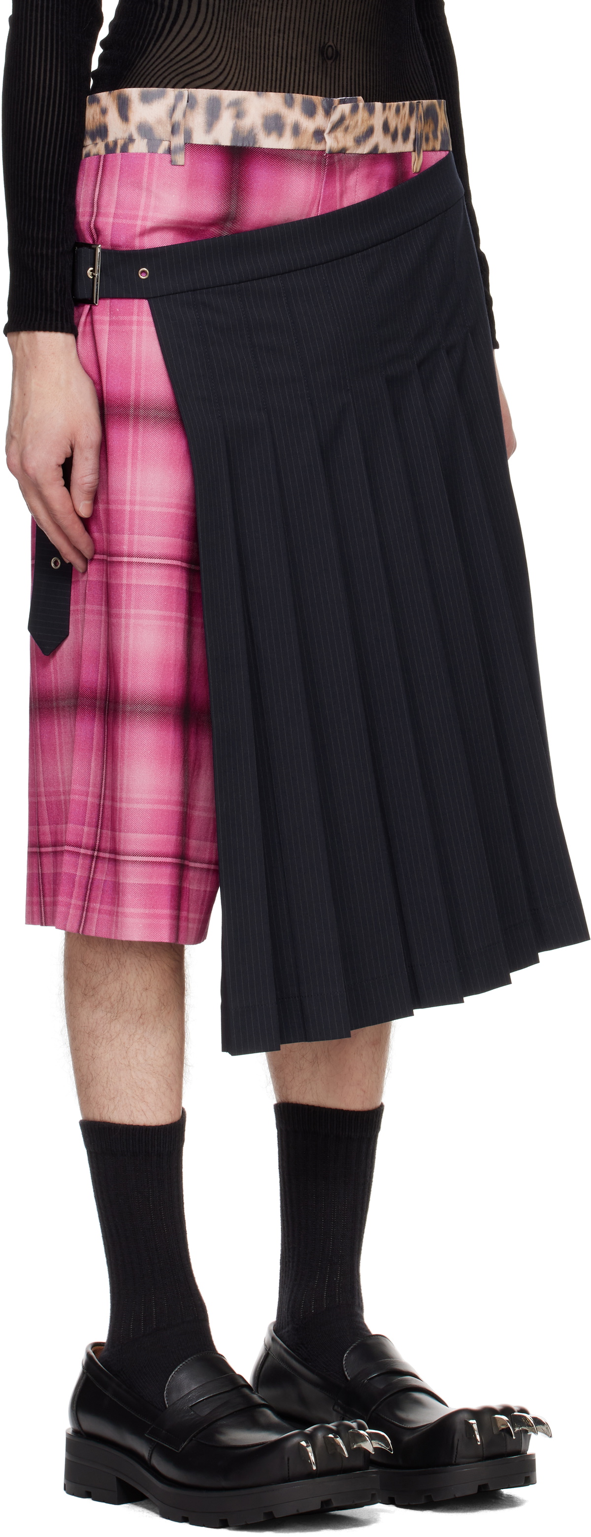 Charles Jeffrey LOVERBOY Navy & Pink Pleated Skort