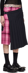 Charles Jeffrey LOVERBOY Navy & Pink Pleated Skort