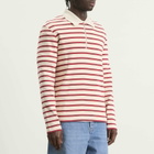 Jil Sander Men's Stripe Long Sleeve Polo in Salty Red