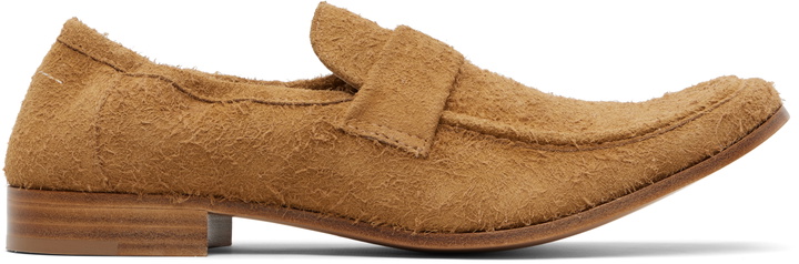 Photo: MM6 Maison Margiela Tan Swing-Toe Leather Loafers