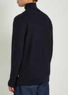 Boss Textured Half-zip Cotton Jumper Navy