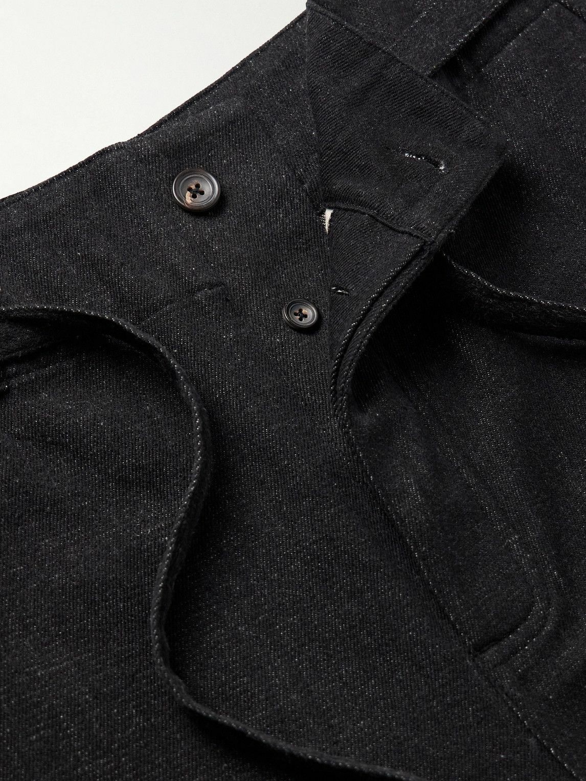 Kartik Research - Fauji Belted Embroidered Cotton-Twill Trousers - Black