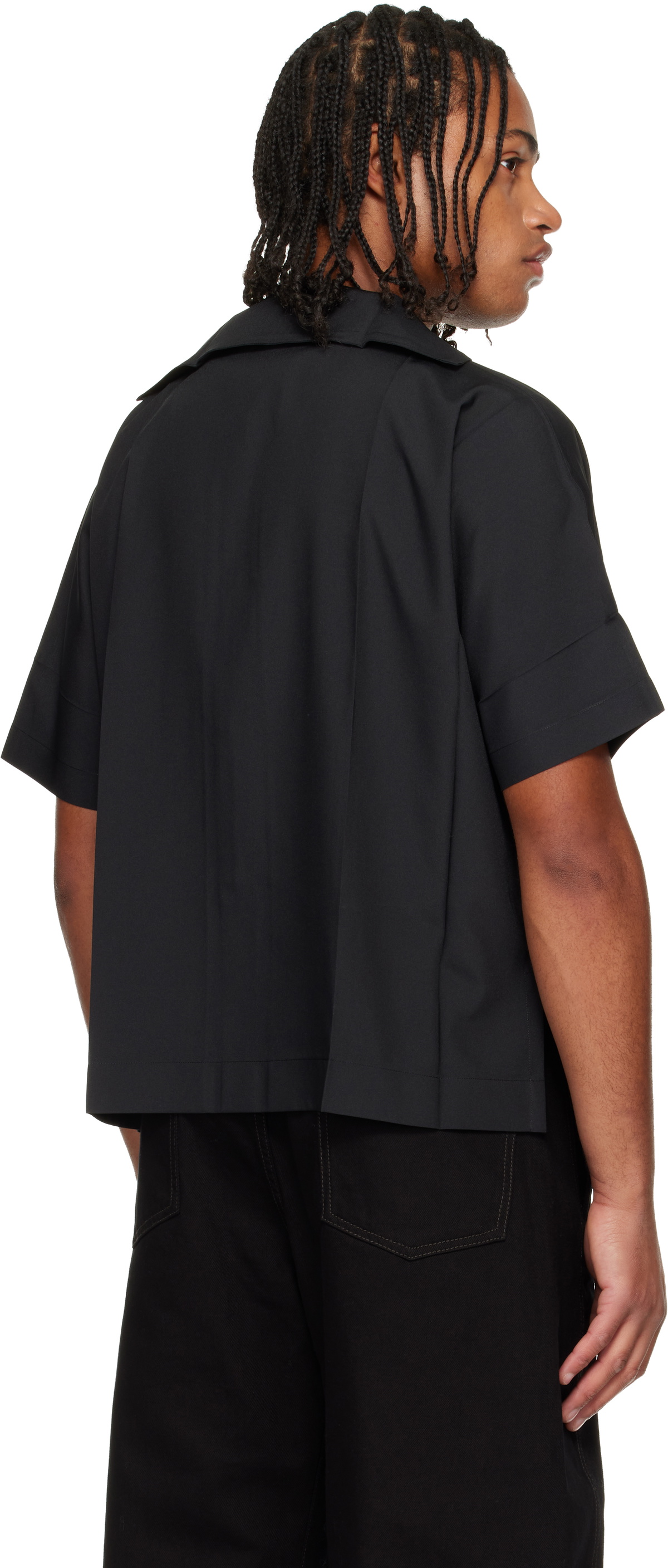 132 5. ISSEY MIYAKE Black Flat Shirt