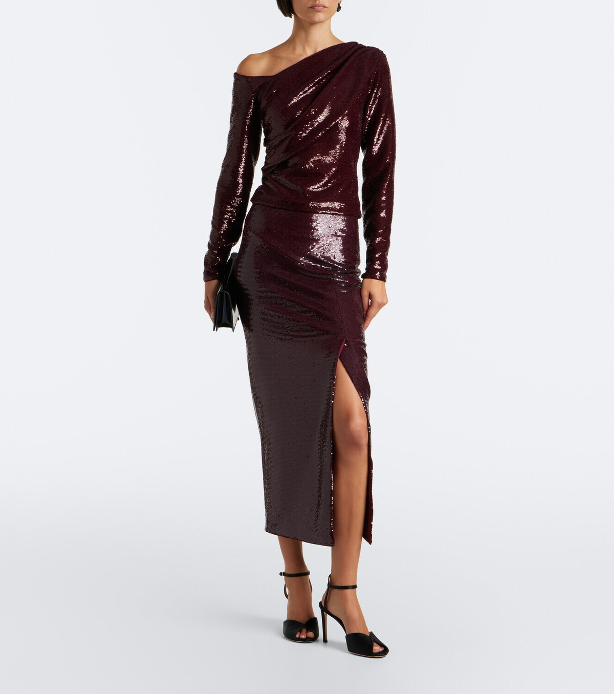 Roland Mouret Draped sequined asymmetric top