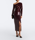 Roland Mouret Draped sequined asymmetric top