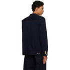 sacai Navy Notched Lapel Denim Blazer