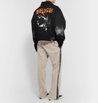 Off-White - Oversized Distressed Printed Denim Trucker Jacket - Black