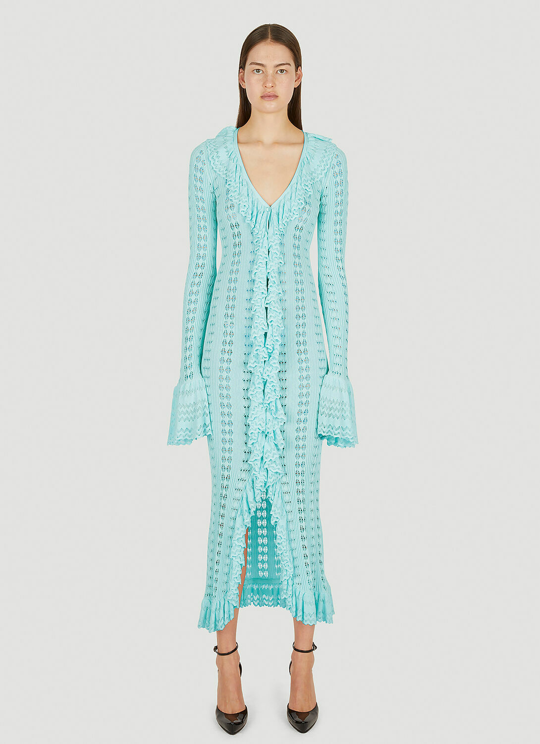 Blumarine Pointelle Knit Frilled Dress
