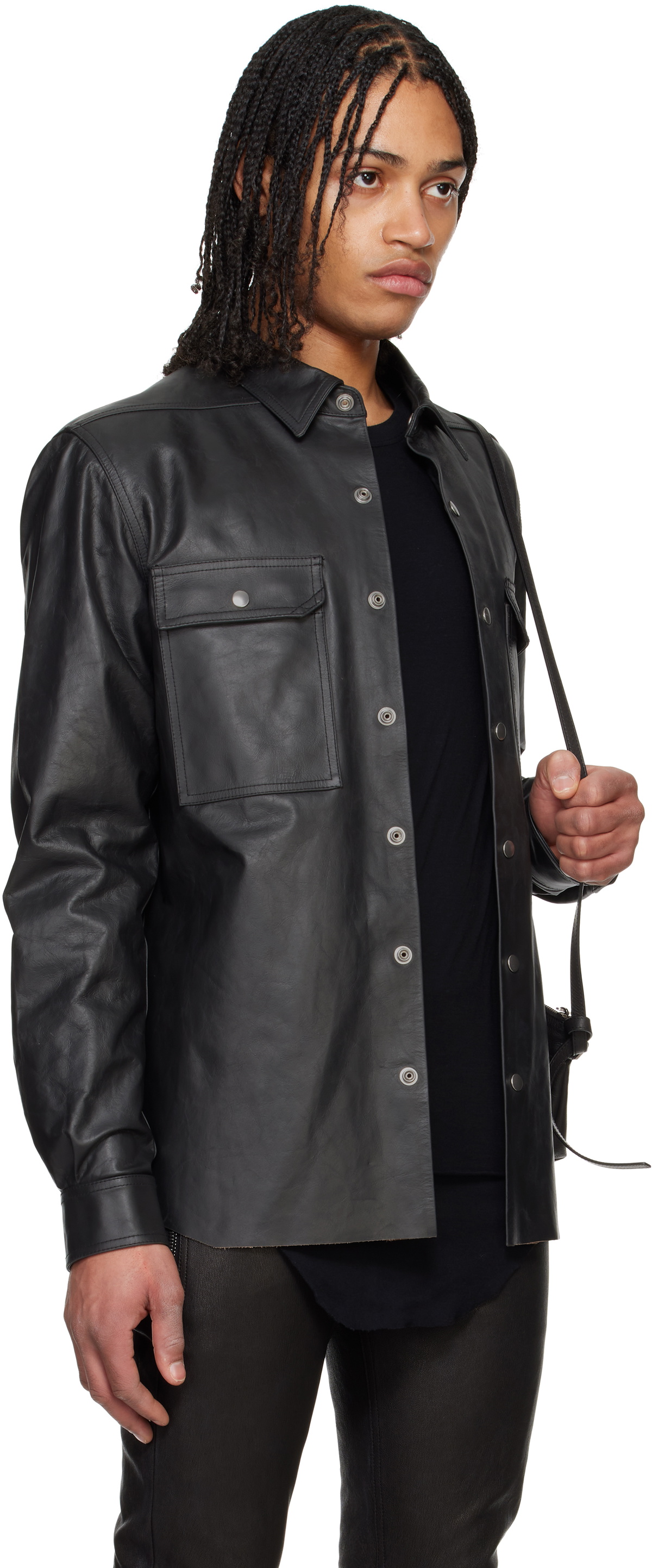 【関税&送料込】Rick Owens Hollywood Shirt Jacket Rick Owens: Off-White Hollywood Outershirt Leather Overshirt