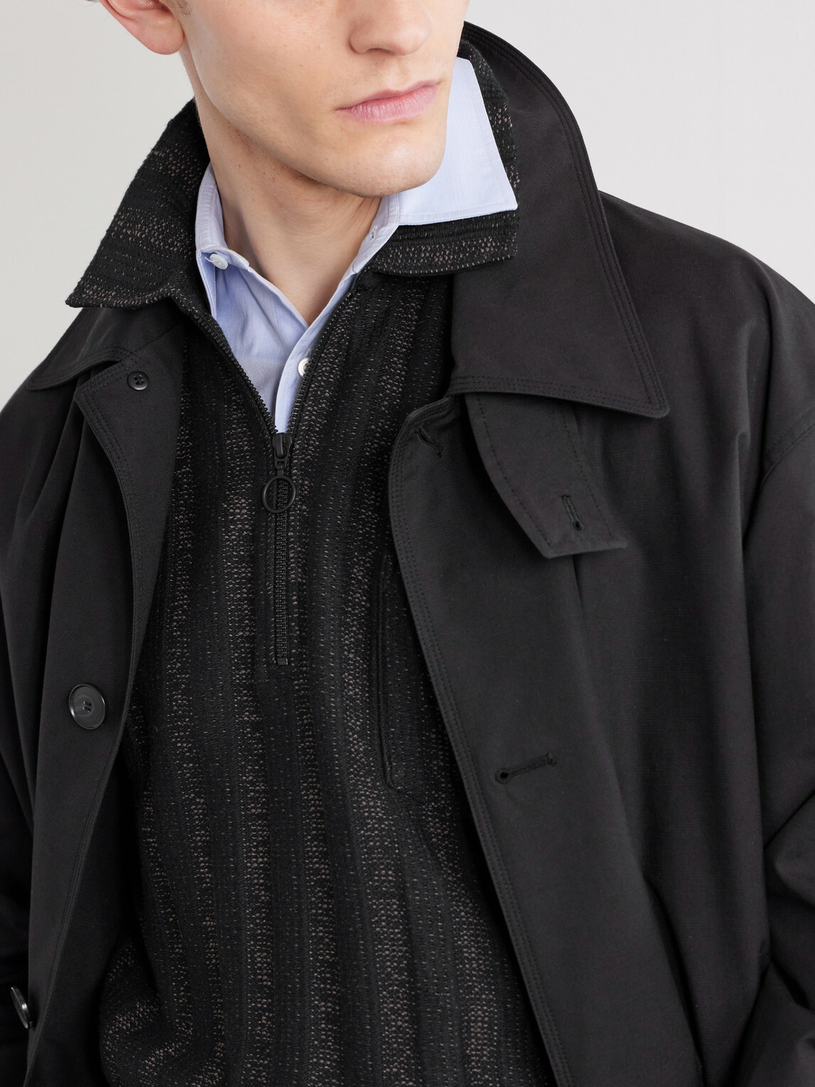 Oliver Spencer - Lorimer Cotton-Blend Jacquard Half-Zip Sweater - Black