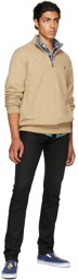 Polo Ralph Lauren Beige Logo Quarter-Zip Sweater