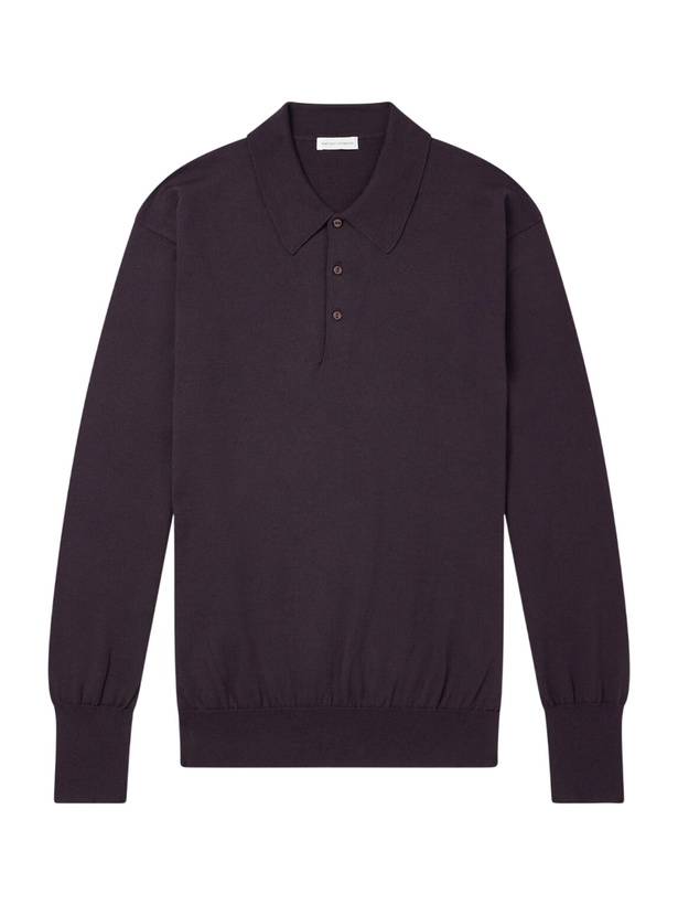 Photo: Kaptain Sunshine - Wool and Cotton-Blend Polo Shirt - Brown