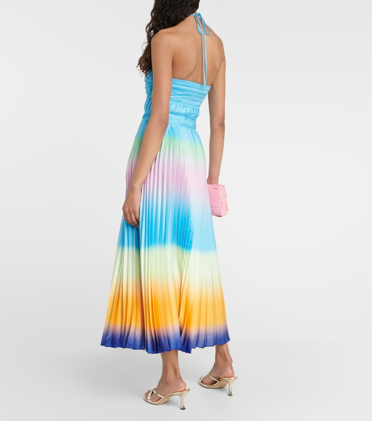 open lace back dress ALC Aries Pleated Maxi Dress in Mandarin Orange main image 1