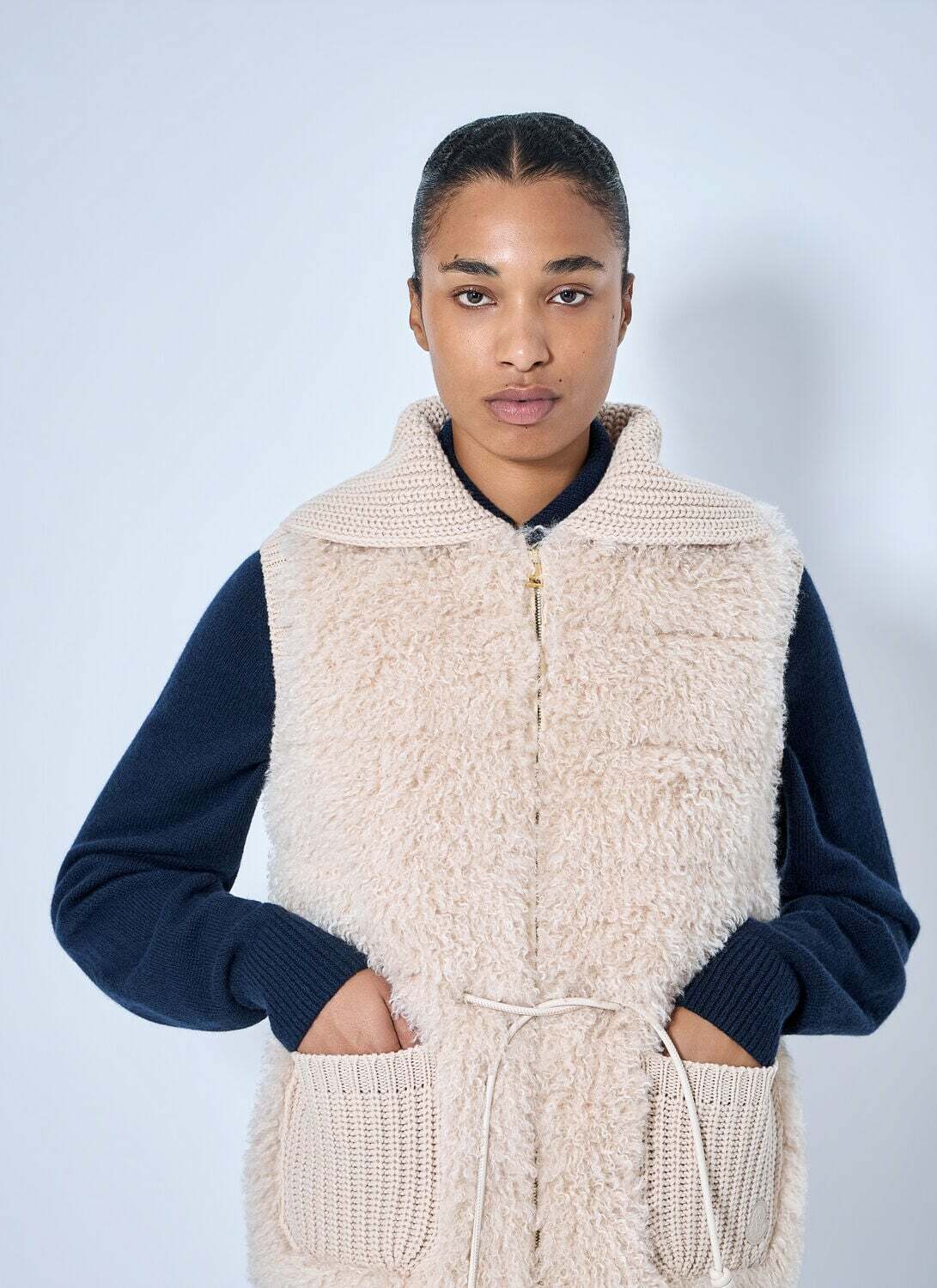 Moncler Sherpa-Lined Knitted Vest