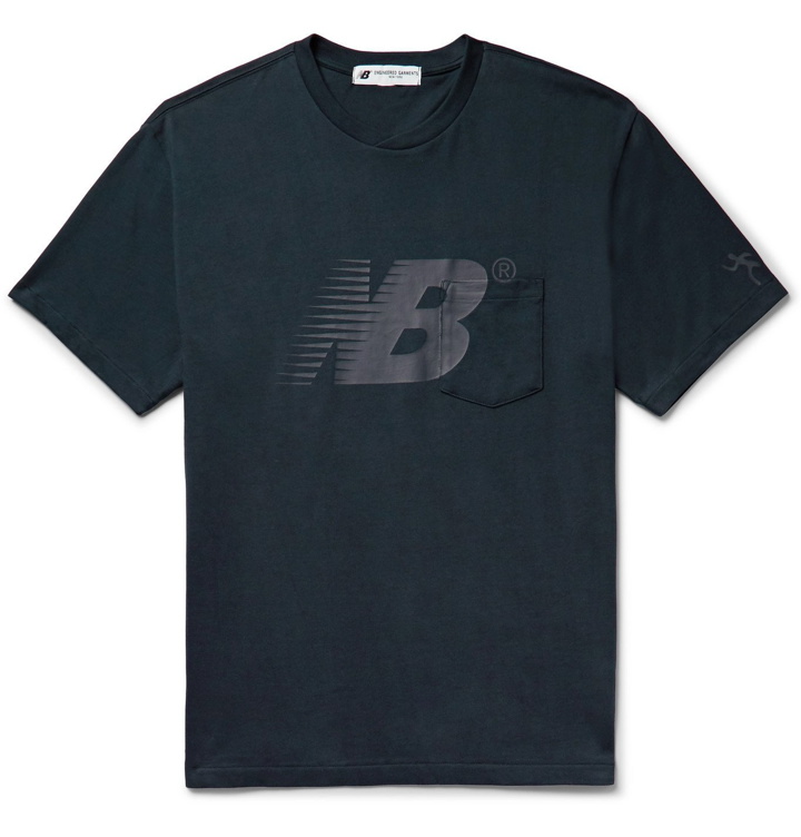 Photo: New Balance - Engineered Garments Logo-Print Mélange Cotton-Jersey T-Shirt - Blue
