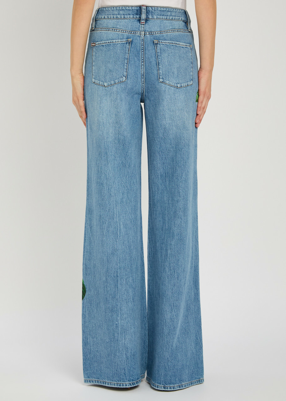 Alice + Olivia Chic Floral-print Straight-leg Jeans Blue