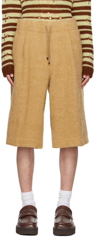 Photo: Dries Van Noten Beige Pleated Shorts