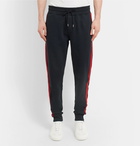 Moncler - Slim-Fit Tapered Grosgrain-Trimmed Loopback Cotton-Jersey Sweatpants - Men - Navy