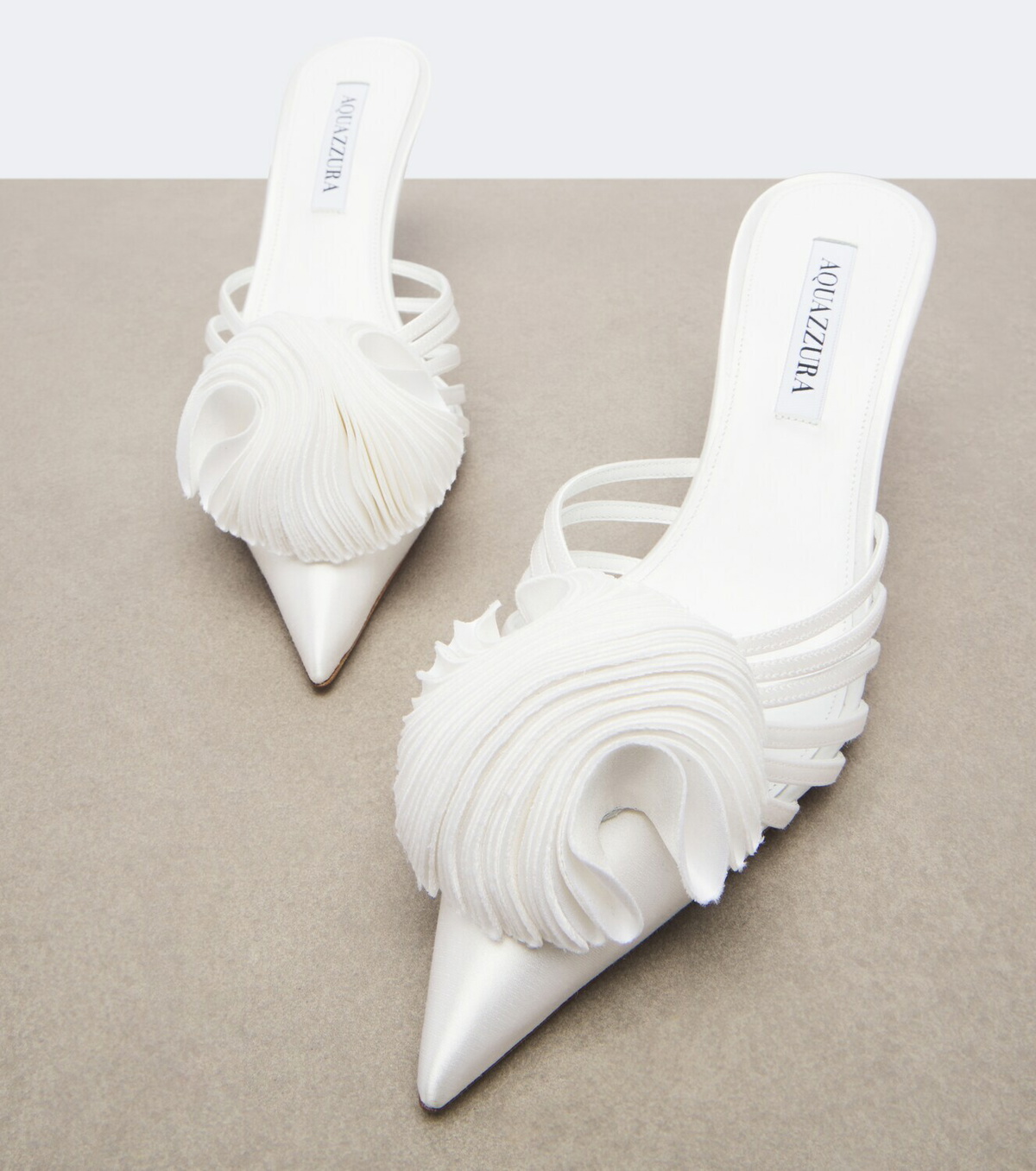 Aquazzura Wild Bloom appliqué satin mules