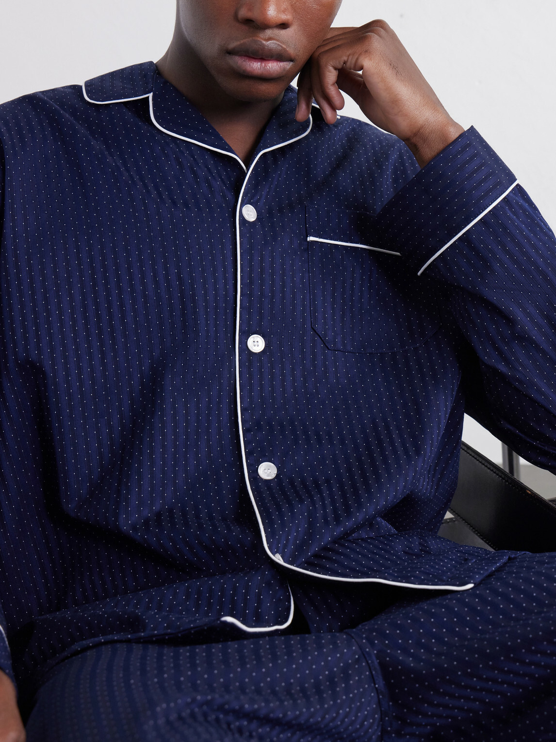 Derek Rose - Royal Printed Cotton-Poplin Pyjama Set - Blue