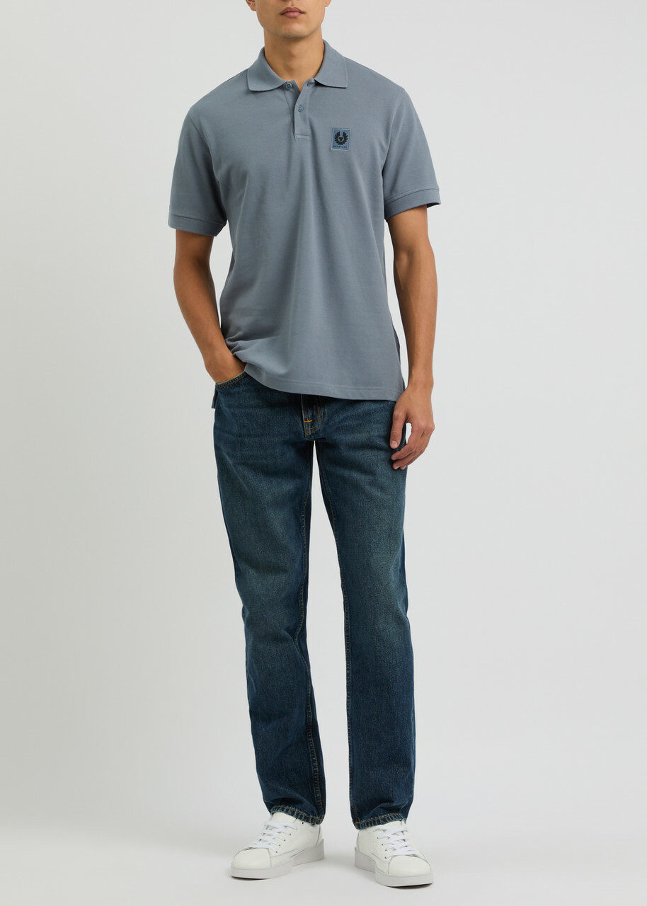 Belstaff Logo Piqué Cotton Polo Shirt Blue