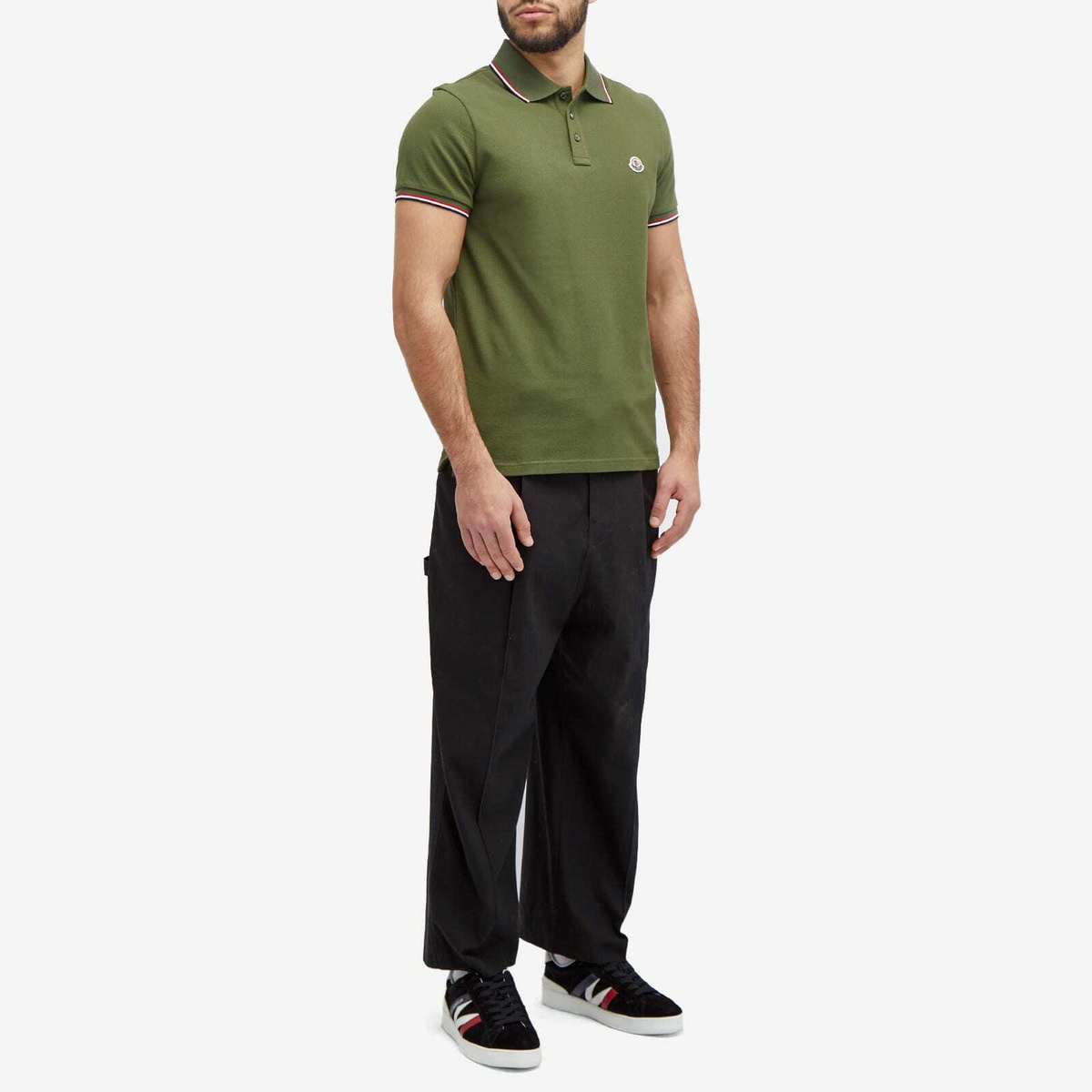 Moncler Men's Classic Logo Polo Shirt in Green
