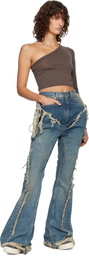 Rick Owens DRKSHDW Blue Temple Slivered Bootcut Jeans